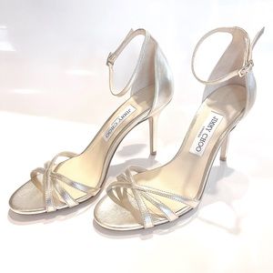 Jimmy Choo Dinda 85 Metallic Nappa Champagne size 38